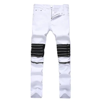 

Ripped Men Jeans Pants Solid Straight Slim Fit Denim Trousers Men Pockets Fashion Plus Size Denim Pants