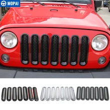 Car Exterior Accessories Insert Front Mesh Grille Cover Trim With Buckle Frame Sticker For Jeep Wrangler JK 2007-2015 dot mesh insert crochet trim shirt