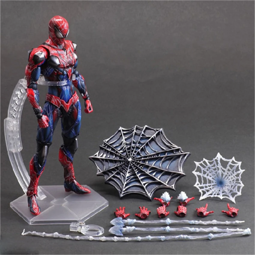 

Haocaitoy PA Figures 1/6 Scale Spider-man Red Painted Figure Model Ver.PVC Action Figures Collectible Model Toys 28cm