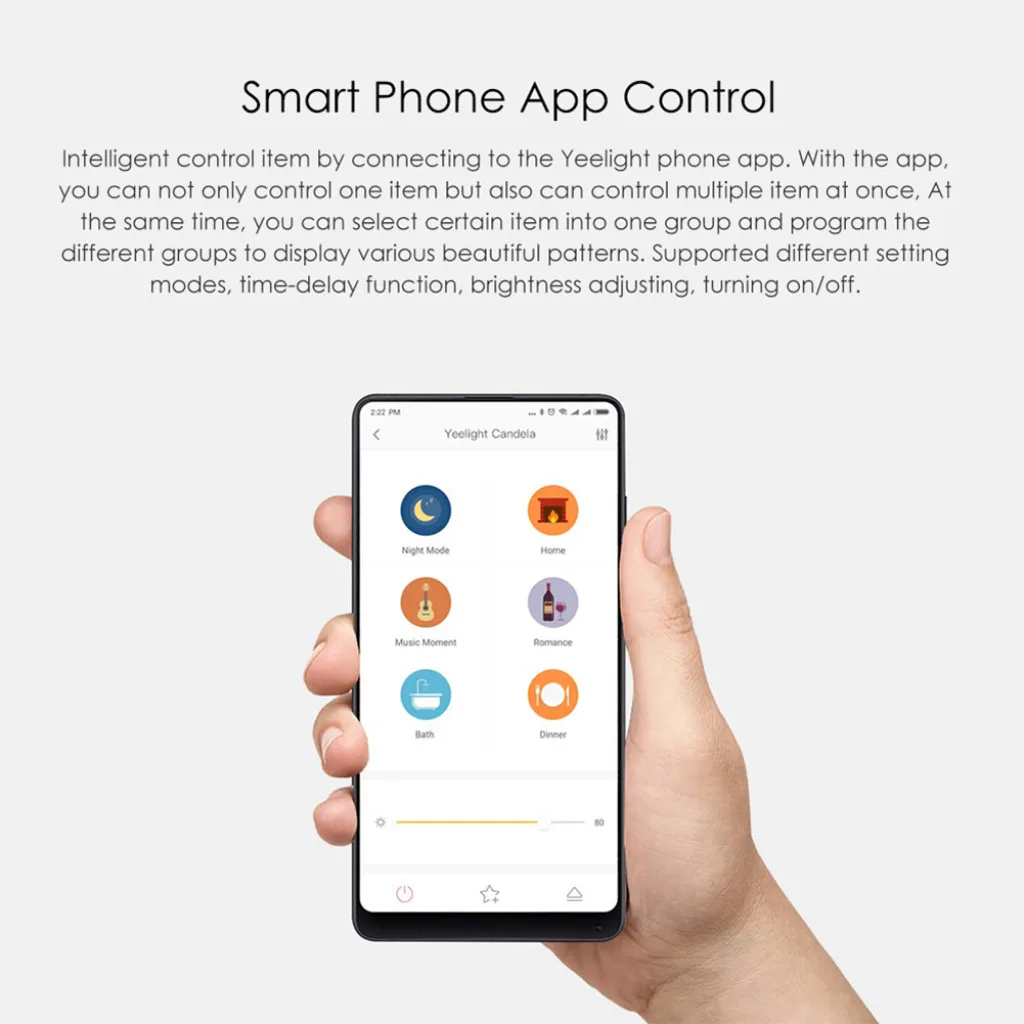 Yeelight 6,5 Вт с регулируемой яркостью перезаряжаемый светодиод Candela Bougie Veilleuse Bluetooth для Android4.4 и IOS8.0 или выше DC5v 6,5 Вт 440 г