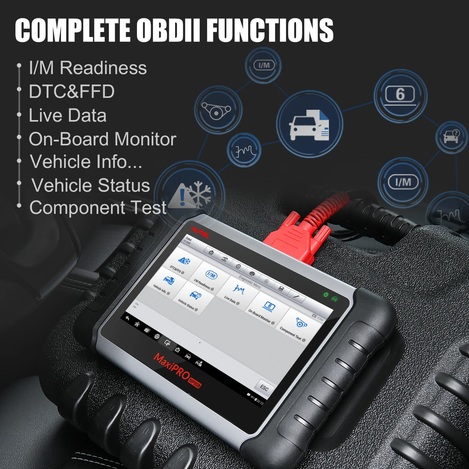 Autel MaxiPRO MP808K автомобильный диагностический инструмент OBD2 считыватель кодов