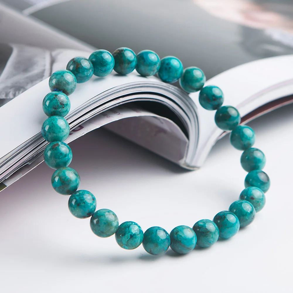 

Genuine Natural Green Malachite Round Beads Chrysocolla Bracelet 8mm Women Lady Stretch Reiki Crystal Bracelet AAAAA