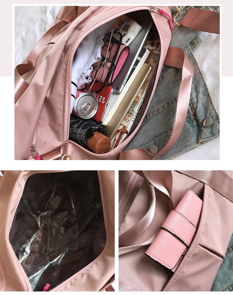 Большая Дорожная сумка водостойкие нейлоновые розовые вещевые сумки сухие влажные Tas сумки для женщин Мужская обувь сумка-тоут для