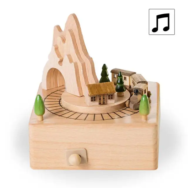 Buy Cute Wooden Music Box Wind Up Musical Box Toy
