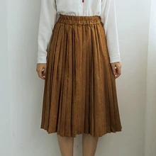 Осенне-зимние вельветовые юбки японский Мори Девушка плиссированные юбки женские с высокой талией до колена Saia коричневый синий розовый бордовый
