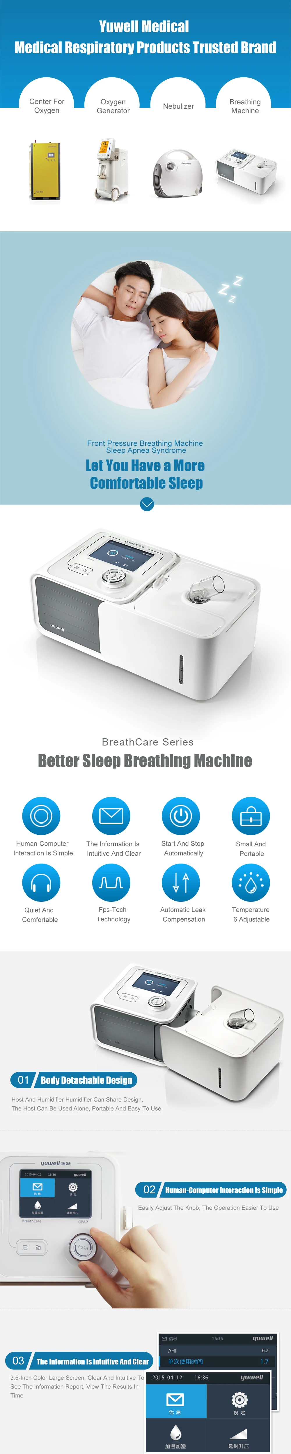 Yuwell CPAP YH-360 cpap Машина апноэ сна Авто cpap медицинский дыхательный аппарат портативный вентилятор оборудование