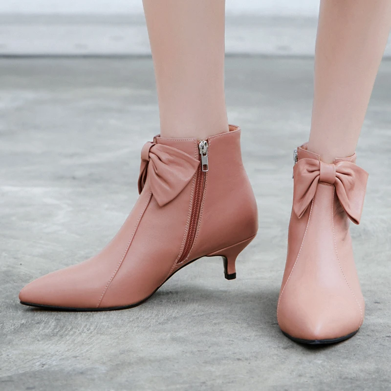 

New Sexy Women Ankle Boots Pointed toe High Heels Black Booties Spring Autumn Thin Heel Shoes Woman Genuine Leather Women Boots