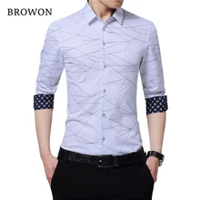 BROWON Luxury  Mens Dress Shirts Men