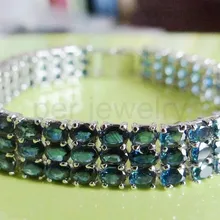 Сапфировый Браслет с цепочкой мужские или wo мужские браслеты настоящий и натуральный сапфир 0.6ct* 75 шт синие сапфиры#16062017