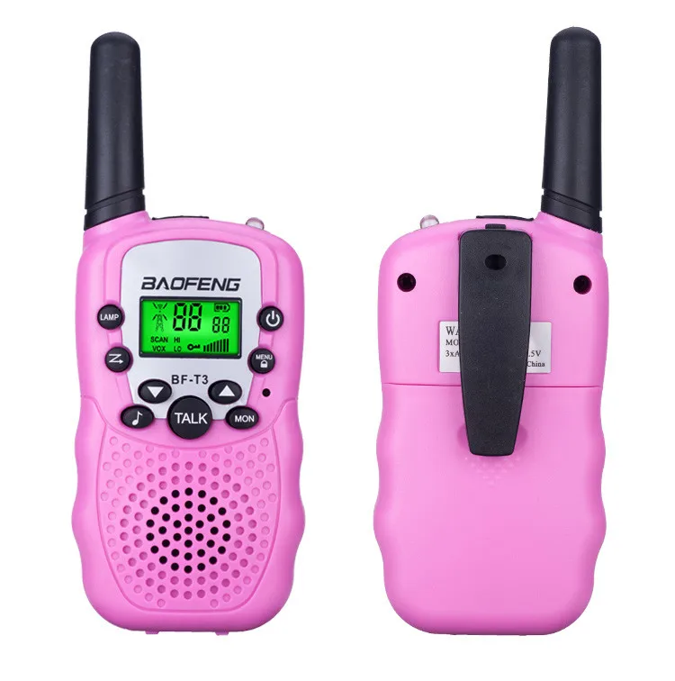 2 шт Baofeng T3 Walkie Talkie 3-10 км Talk Range Interphone для детей взрослых на открытом воздухе Приключения двухдиапазонный fm трансивер bf t3 - Цвет: Pink