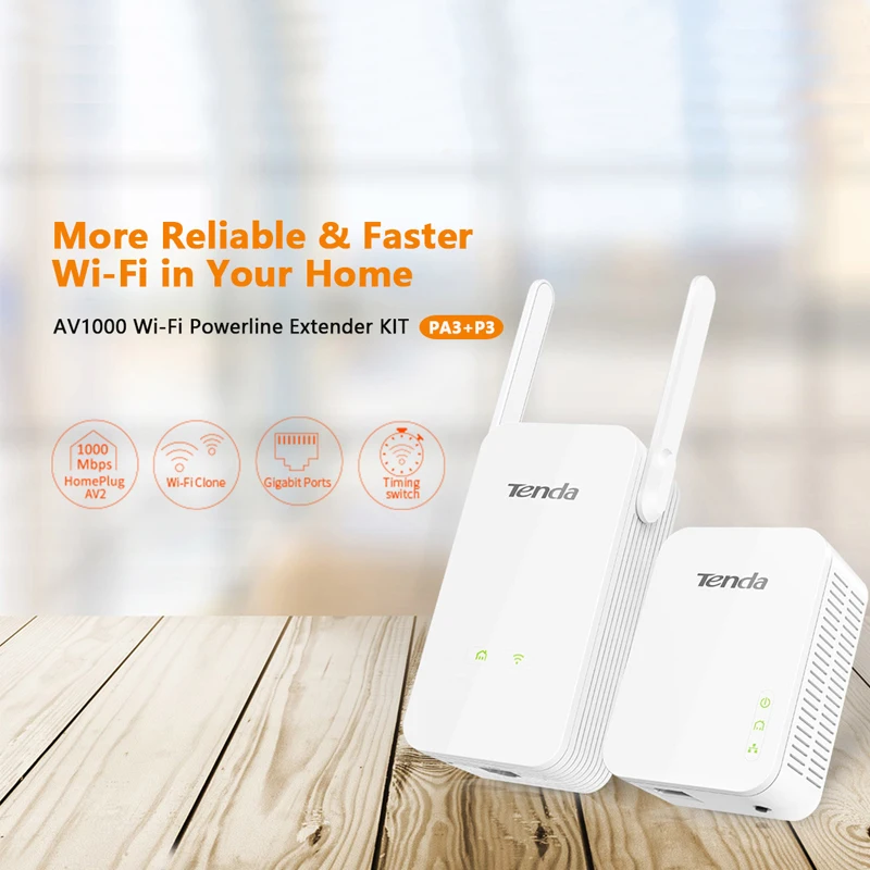 Набор адаптеров Wi Fi Tenda PA3 1000 Мбит/с Мбит/с|gigabit powerline adapter|powerline adapterwifi |