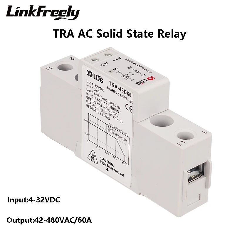 

TRA-48D60 10pcs 60A SSR Solid State Relay Board DC AC 5V 12V 24V Input Output 42-480VAC electrical Voltage Control Relay Module