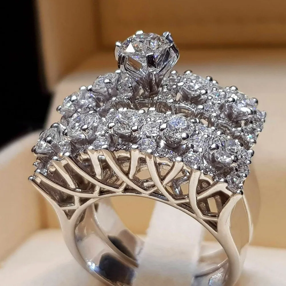 Boho женское кольцо с кристаллами, набор брендовых роскошных обещаний, 925 серебряное обручальное кольцо, винтажные Свадебные Кольца для женщин, новогодние подарки