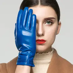 KLSS из брендовой натуральной кожи Для женщин перчатки Высокое качество козьей перчатки зима плюс Термальность бархат Сенсорный экран