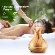 

HAIJIEER Two Colors Wood Grain Humidifiers Aromatherapy Diffuser 400ml Ultrasonic Aroma Essential Oil Diffuser for Indoor