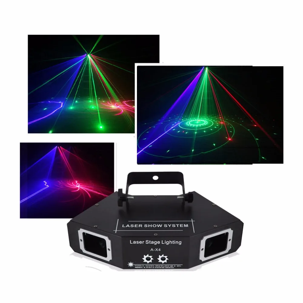 AUCD DMX 4 Lens Red Green Blue RGB Full Color Beam Network Pattern