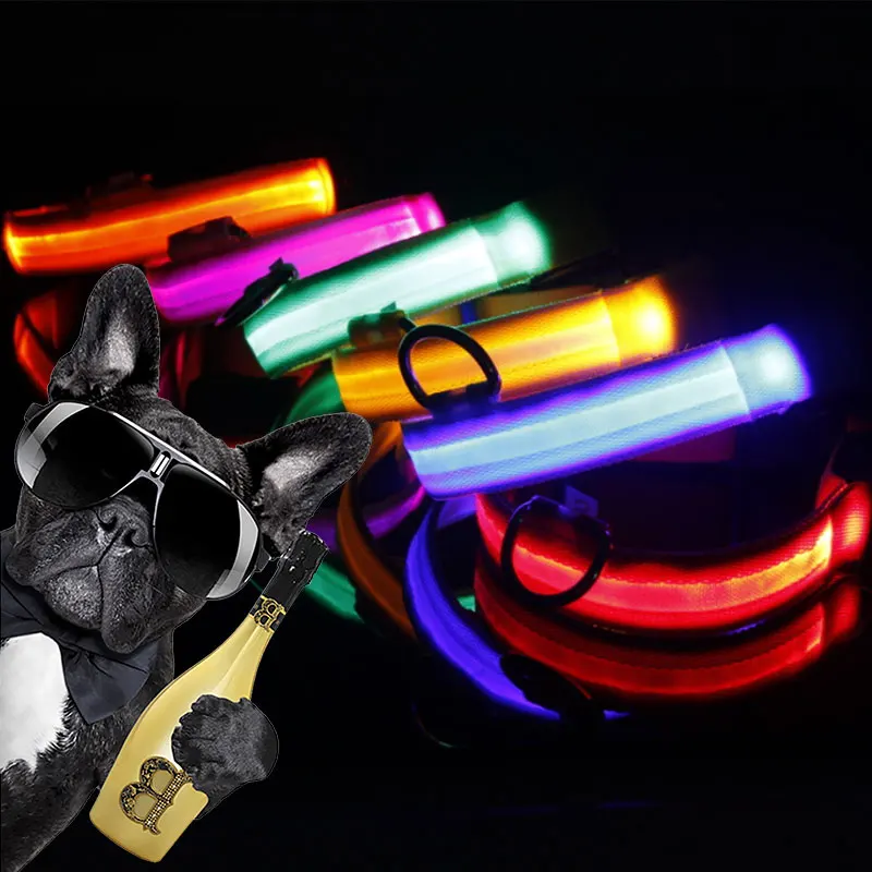

Simzert Cool Dog Collar Flashing LED Nylon USB Rechargeable Dog Collars and Cat Collar Dog Accessories Glow In The Dark Collar