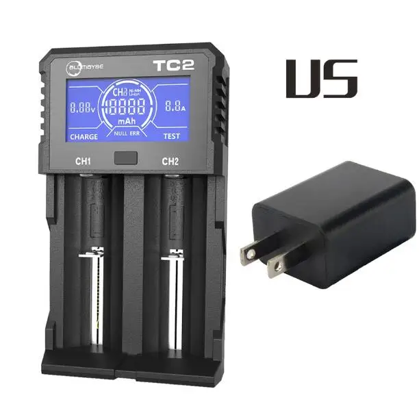XTAR Allmaybe TC2 ЖК-дисплей Экран USB Батарея Зарядное устройство для 3,6 V/3,7 V 32650 26650 18650 16340 14500 литий-ионных аккумуляторов и литий-железо-фосфатных 1,2 в ААА батареи AA никель-металл-гидридный/никель-кадмиевый - Цвет: US