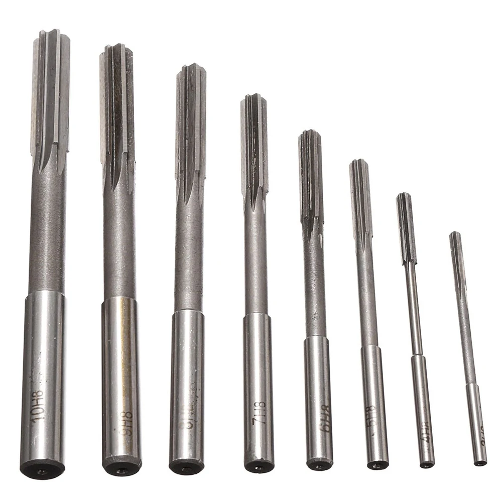 Set of 3/4/5/6/7/8/9/10mm Straight Shank HSS Chucking Machine Reamer Drill Bit