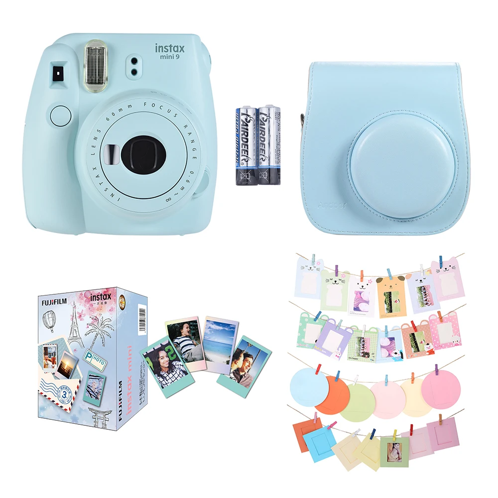 Fujifilm Instax Mini 9 мгновенная камера пленочная камера с зеркалом для селфи 2 шт. батарея+ сумка для камеры+ 30 листов пленки+ комплект аксессуаров