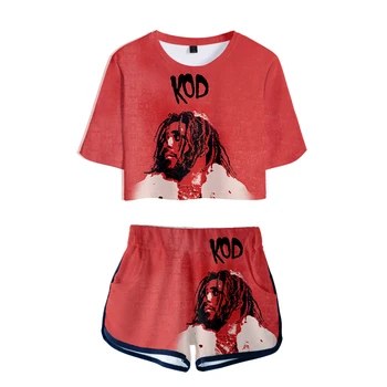 

2019 3D J.Cloe new album KOD swomen Print Summer sexy Two Pieces sets Women shorts and crop tops 2019 Hot Sale sets Plus Size