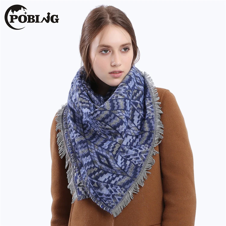 

POBING 2017 Winter Scarf Women Warm Cashmere Scarves & Wraps Basic Acrylic Shawl Female Blanket Scarf Spain Geometric Bufandas