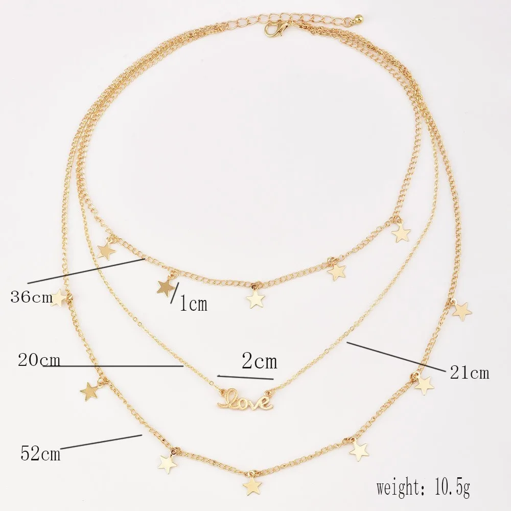 Женское многослойное ожерелье Boho золотое с кисточками и надписью love N0164|Цепочки| |