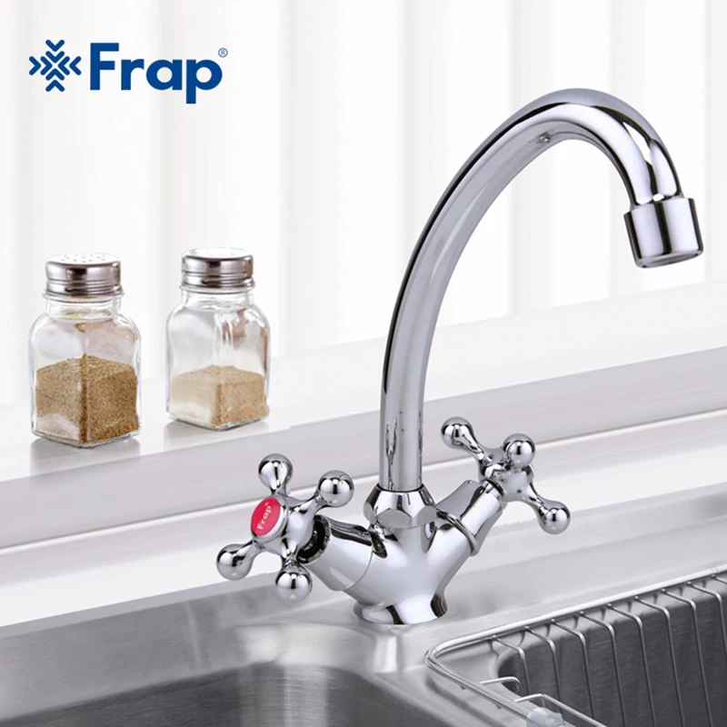 Frap 2017 Classic Kitchen Faucet Brass 360 Degree Rotation Tap Hot and Cold Water Dual Handle Torneira Cozinha Grifo Fregadero Frap 2017 Classic Kitchen Faucet Brass 360 Degree Rotation Tap Hot and Cold Water Dual Handle Torneira Cozinha Grifo Fregadero