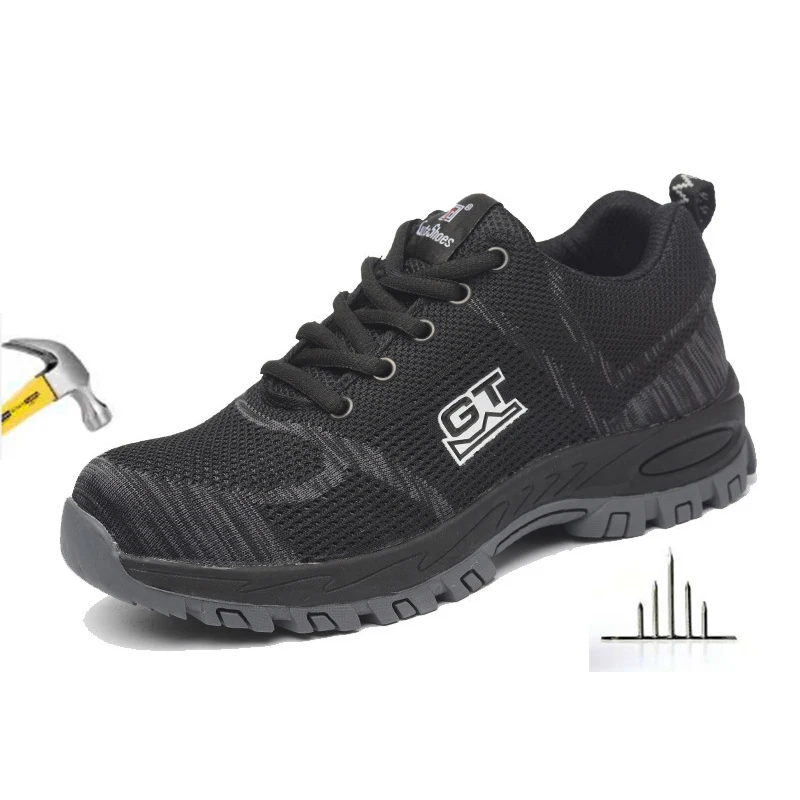 

Sneakers Men Outdoor Men's Breathable Mesh Steel Toe Cap Work Anti-smashing Steel Puncture Proof Safety Shoes Men Ankle Boots