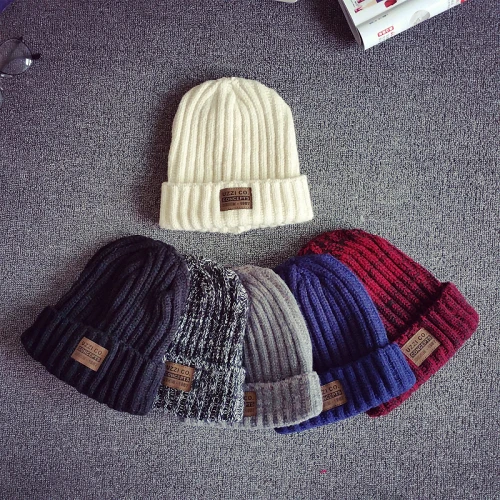 

Kesebi Autumn Winter Women European Style Simple Letters Warm Knitting Hats Female Casual Labeling Patchwork Skullies Beanies