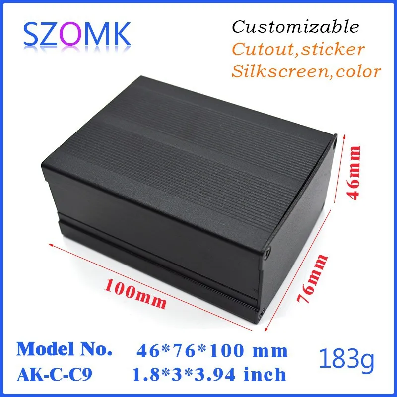 

10 pcs, 46*76*100mm extruded aluminum enclosure control box switch box szomk black aluminum project box junction box