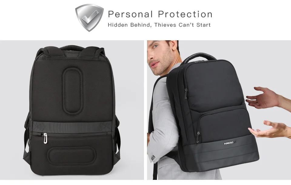 Kingsons, мужской рюкзак, 2,0, USB зарядка, водоотталкивающие рюкзаки для ноутбука, мужская деловая мода, сумки через плечо, черная технология