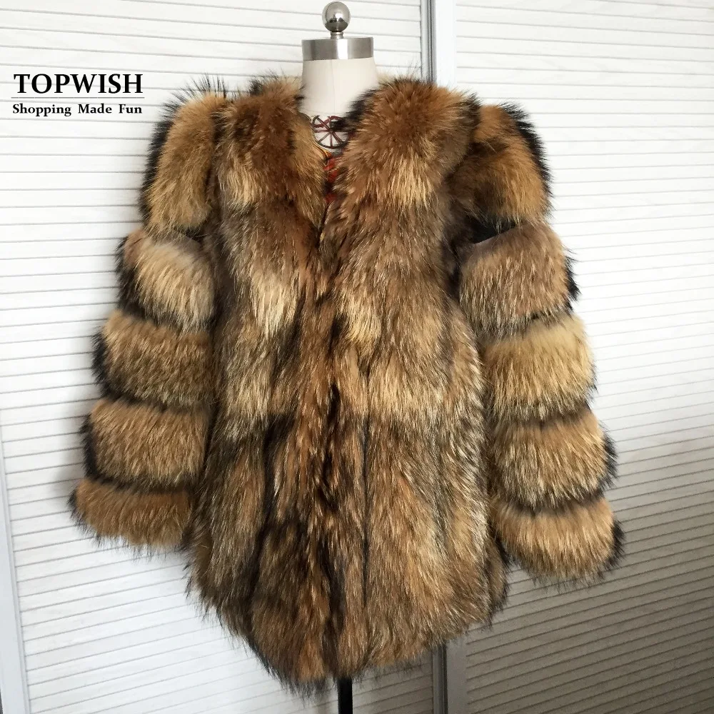 

New Thick Luxury Real Natural Pure Fox Fur Coat mix Genuine Pig Leather Fur Jacket Brand Factory Outwear Fur TSR68