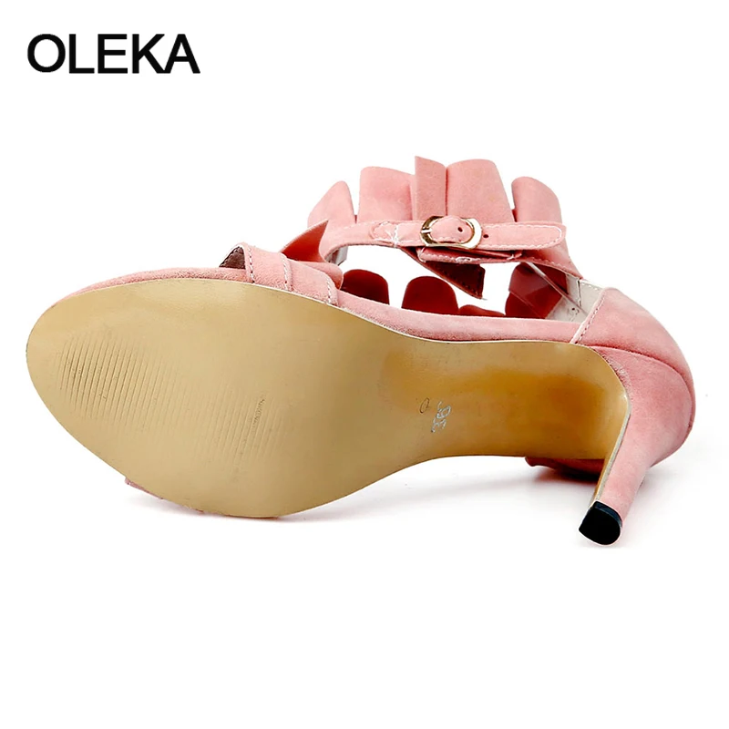 Oleka 2018 Новые женские босоножки сладкий пляжная обувь 10 см тонкий высокий каблук