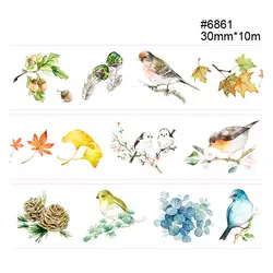 14 дизайн птицы/цветы/Облако/кран японский Васи клейкие ленты декоративные клей DIY маскировки бумага клейкие ленты подарок наклейки