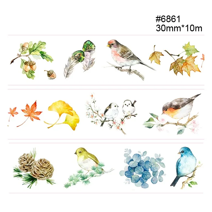 

14 Design Birds/Flowers/Cloud/Crane Japanese Washi Tape Decorative Adhesive DIY Masking Paper Tape Gift Stickers
