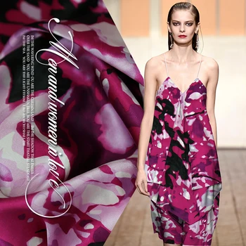 

2016 imported purple stretch silk flower dress shirt skirt section fashion fabric