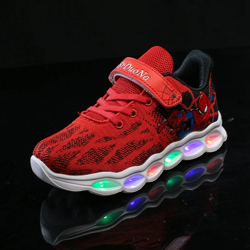 Kopen Lsysag Led Kids Schoenen Spiderman Gloeiende Sneakers Jongens Schoenen Glasvezel Schoenen Chaussure Enfant Spor Ayakkabi Buty Led Vriendelijker