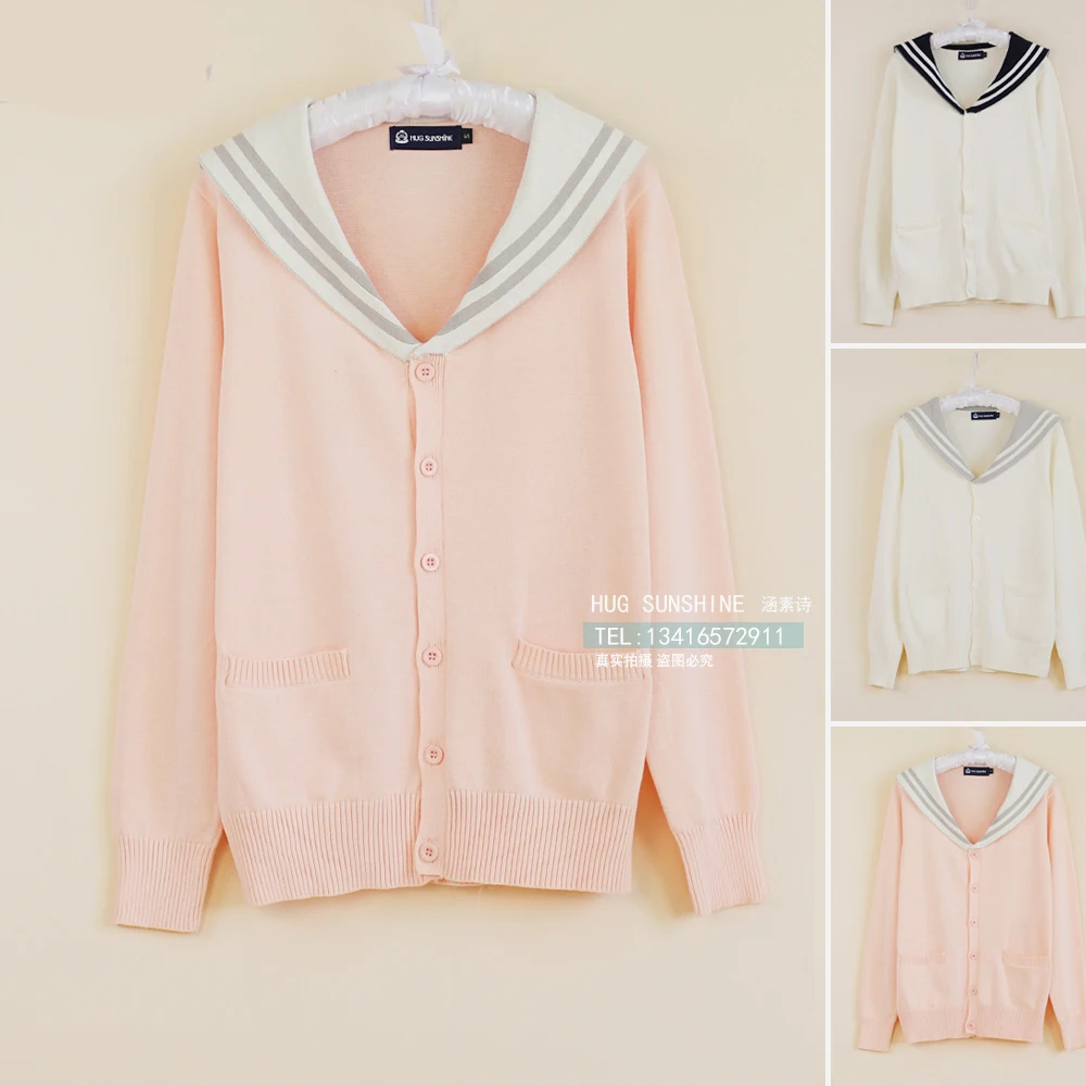 Preppy Style Cosplay Cardigan Sweater Women School Uniform Sailor