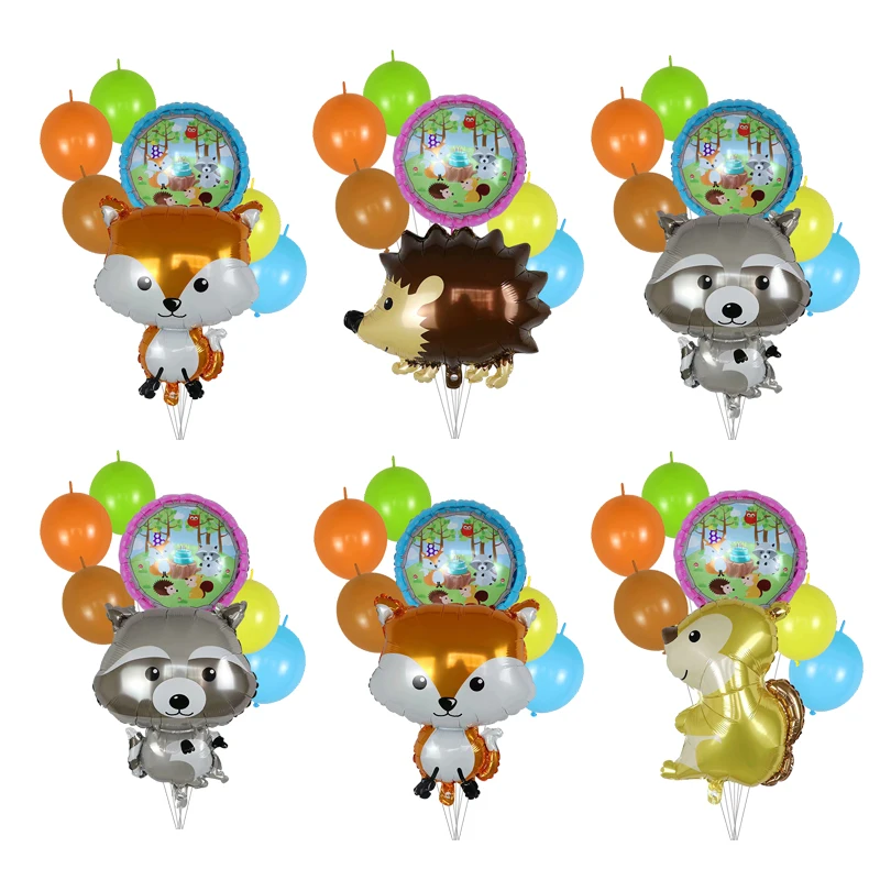 

7pcs Animal Foil Balloons Birthday Party Decorations Kids Squirrel Bear Balls Inflatable Toys Baby Shower Animal Party Supplies