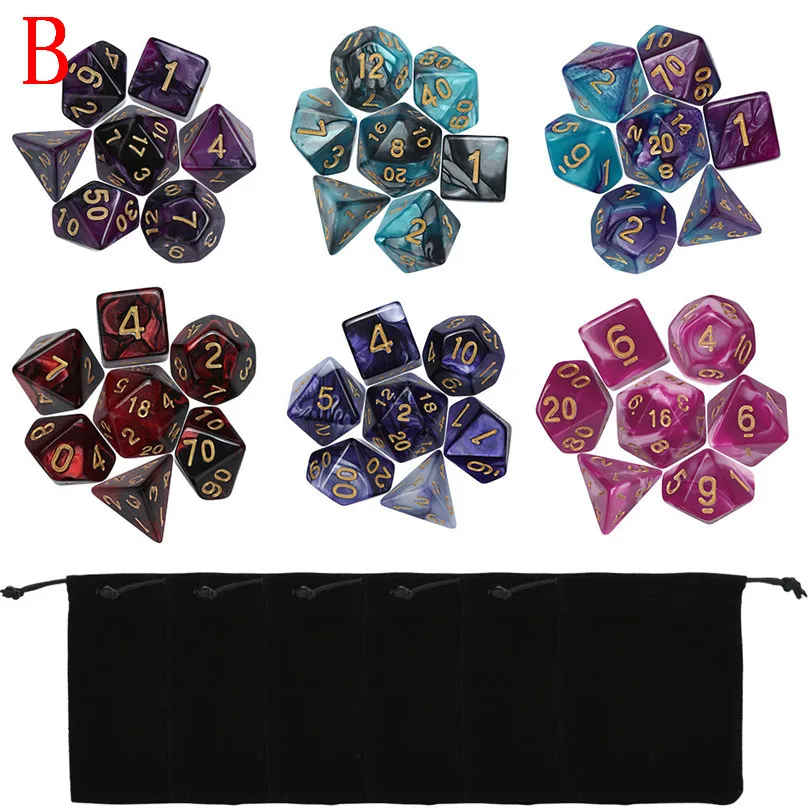 42pcsSet Digital dice Game Dungeons & Dragons Polyhedral D4-D20 Multi Sided Acrylic Dice hot sale#4d12 (14)