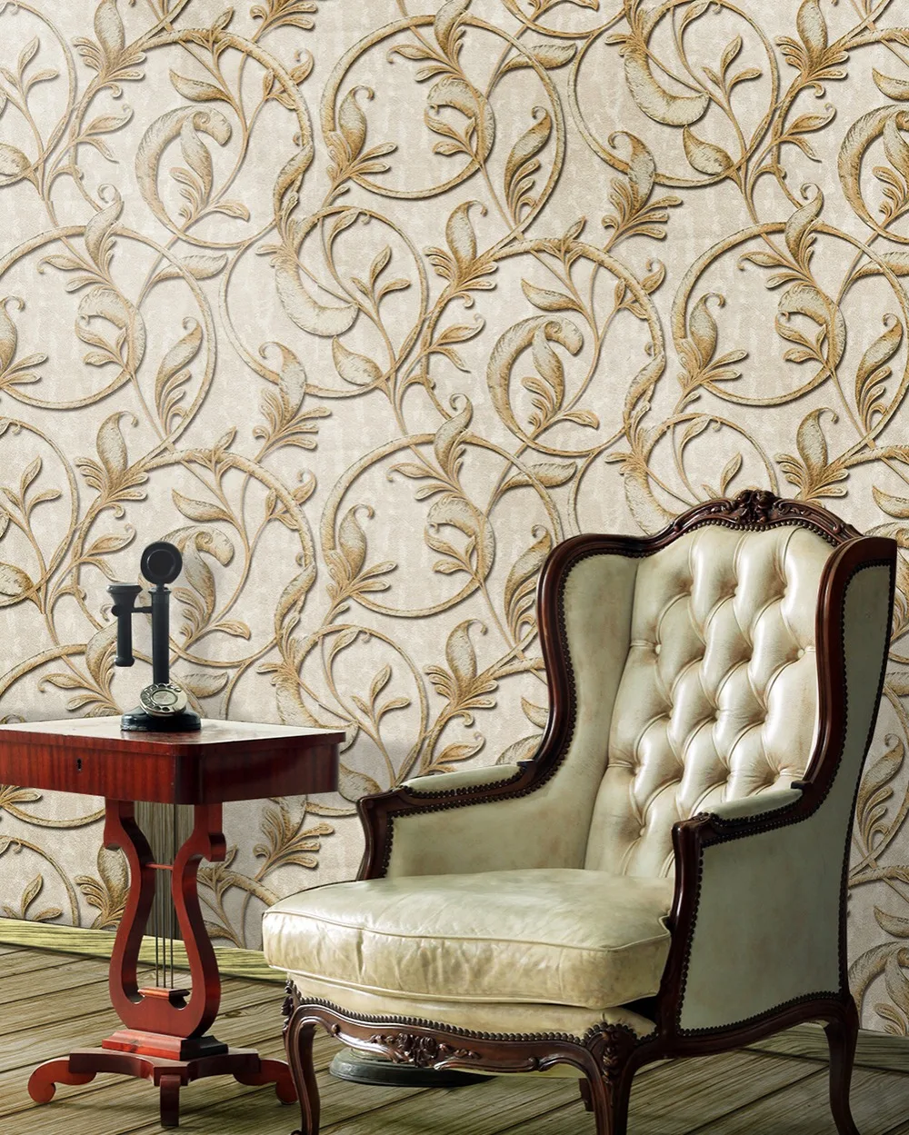 HaokHome Дамасские обои для гостиной спальни рельефная текстура бежевый/золотой для домашнего декора стен
