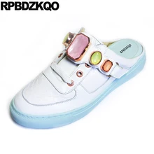 Кристалл горный хрусталь мода белый Широкая посадка Женская обувь домашние тапочки лето плоские зашнуровать досуг мулы змея кроссовки женщин Китай Мода весенняя осень красивая отправка капель последние европейская