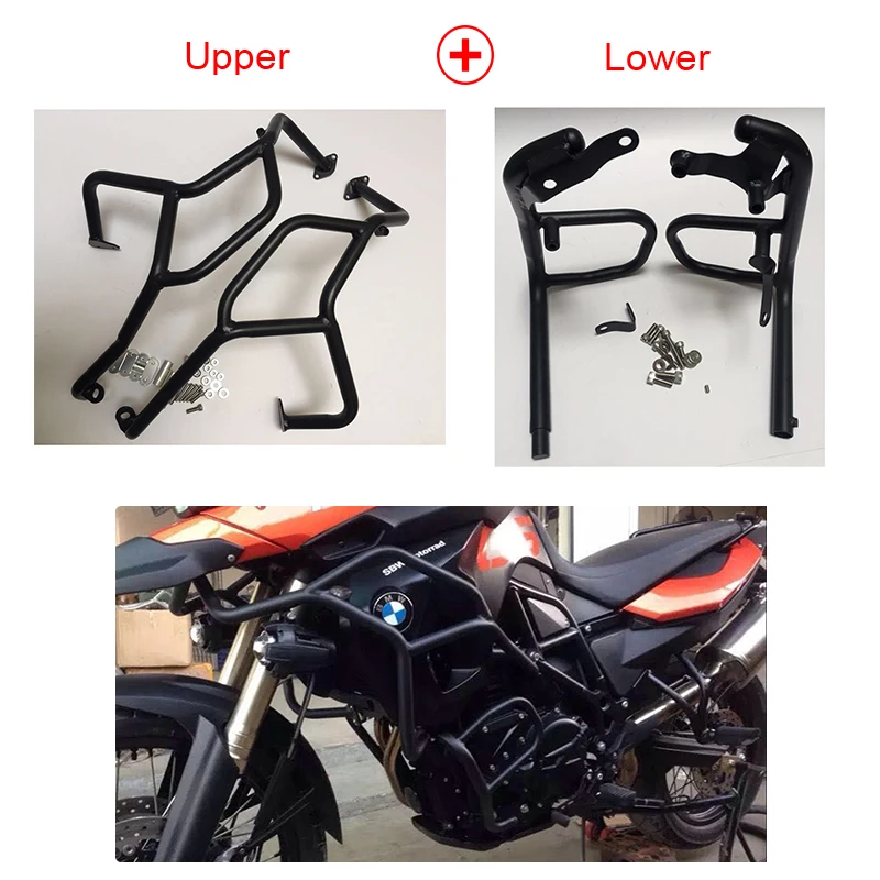 

For BMW F800GS F700GS F650GS Engine Crash Bars Guards Highway Upper and Lower Frame Protector 2014 2015 2016 2017 black