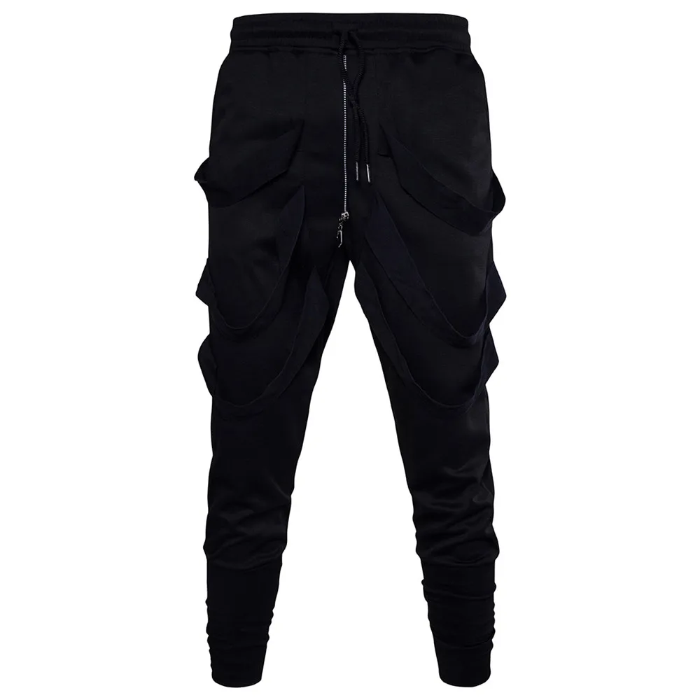 Hip Hop Men Long Black Pant Fashion Streetwear Mens Plus Size Zipper