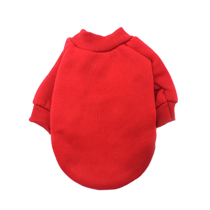 4 Colors Solid Pet Dog Clothes Winter Small Dog Coat Soft Warm Puppy Sweatshirt For Yorkies Chihuahua Teddy - Цвет: Red