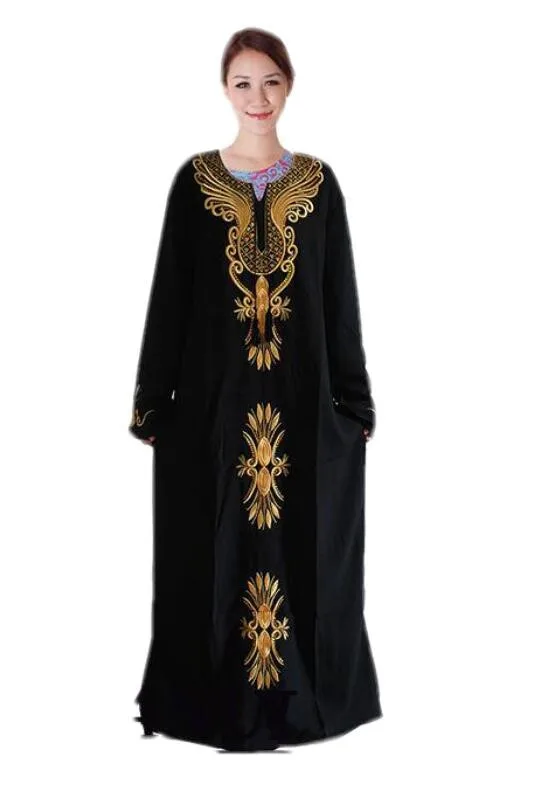 1 шт./лот,, мусульманская черная абайя, Исламская одежда для женщин, с вышивкой, Дубай, кафтан, халат, платье, Турецкая абайя, 4 цвета
