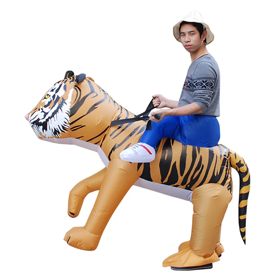 

New Adult Cosplay Tiger Inflatable Suit Cartoon Animal Performance Costume Halloween Man Woman Holiday Party