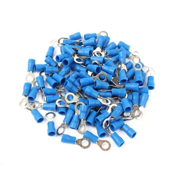 

100PCS RV2-5 Blue Ring Insulated Wire Connector Electrical Crimp Terminal Cable Connector Wire Connector