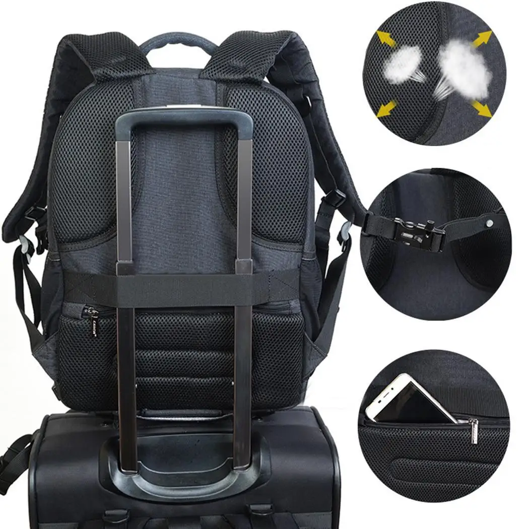 

Waterproof Portable DSLR Camera Bag Professional Black Photography Backpack Zipper